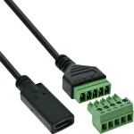 InLine 92504F juhtmepistik USB-C / Klemmiplokk, 5-kontaktiline Must, Roheline
