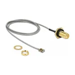 DeLOCK 89927 antennikaabel RP-SMA pesa (paneelile paigaldatav) &ndash; MHF I LK pistik, 1,13, 0,5 m, pritsmekindel, hall/must