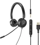 Renkforce RF-HS-360 PC-peakomplekt USB Stereo On Ear Must (RF-4737358)