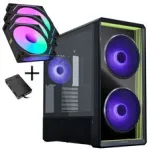 Lian Li LANCOOL 217 INF PC-korpuse komplekt + 3x UNI FAN SL-INF 120 Reverse Blade ventilaator - must