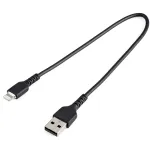 StarTech.com 12tolline (30cm) vastupidav must USB-A kuni Lightning kaabel - tugev vastupidav aramiidkiust USB t&uuml;&uuml;p A kuni Lightning laadija/s&uuml;nkroniseerimise toitejuhe - Apple MFi sertifitseeritud iPad/iPhone 12