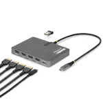 StarTech.com USB-C kuni nelja monitori t&ouml;&ouml;jaama adapter, 4K 60Hz HDMI, 140W PD l&auml;bivool s&uuml;learvuti laadimiseks, USB-port juhtmevaba klaviatuuri/hiire jaoks, TAA