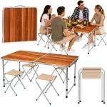 LEAN Camping Furniture Set - Folding Table and 4 Stools in Wooden Suitcase