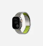 UNIQ Strova Flex Strap for Apple Watch 44/45/46/49mm Series 1/2/3/4/5/6/7/8/9/10/11/SE/SE2/SE3/Ultra/Ultra 2/Ultra 3 Silver-Lime