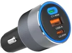 Forcell F-Energy 65 autolaadija 65W, 2x USB-C (PD 3.0) & 1x USB-A (QC 4.0), hall