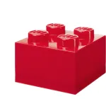 LEGO Storage Brick 4 hoiukast kaanega, l&auml;bipaistev punane