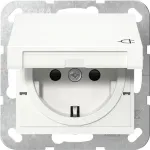 GIRA 475403 SCHUKO pistikupesa klapiga, suurendatud kontaktikaitsega, System 55, puhtvalge