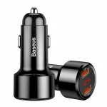 Baseus Magic CCMLC20A-01 autolaadija, 2x USB-A QC 3.0, 45 W, 6 A, pingen&auml;idik, must