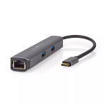 Nedis CCBW64230AT02 USB-C multiport-adapter 6-&uuml;hes, USB 3.2 Gen 1, HDMI, RJ45, 2x USB-A, 2x USB-C, 5 Gbps, hall