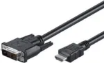 Wentronic Goobay HDMI&trade; / DVI-D kaabel, must, 5 m - 19 kontaktiga HDMI&trade;-pistik>DVI-D (18+1) pistik (50582)