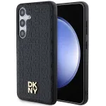 DKNY DKHMS24MPSHRPSK S24+ S926 Must k&otilde;va &uuml;mbris nahamustriga metalllogoga MagSafe Samsung Galaxy S24+ jaoks