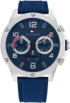 Tommy Hilfiger meeste 1792027 analoogkvartskell 44mm sinise numbrilaual ja h&otilde;bedase roostevaba terasega