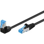 Wentronic Goobay CAT 6A S/FTP patchkaabel, RJ45 - RJ45 90&deg; nurga all, 0,5 m, must, LSZH, vask, 10 Gbps 51556