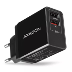 Axagon ACU-QS24 QUICK ja SMART seinadapter, 2x USB-port QC3.0/AFC/FCP + 5V-1,2A, 24W