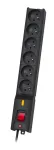 Lestar LX 610 G-A liigpingekaitsega pikendusjuhe, 6 pistikupesa, 1,5 m kaabel, 155 J, 230 V, 10 A, l&uuml;litiga, must