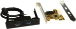 Exsys EX-11099-2 PCIe x1 kaart, 2x sisemine USB 3.0 (USB 3.2 Gen 1), 3,5-tollisele esiavale, ilma jaem&uuml;&uuml;gipakendita