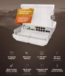 V&otilde;rgul&uuml;liti MikroTik netPower Lite 8P &mdash; 8&times; Gigabit Ethernet (10/100/1000), PoE (IEEE 802.3af/at), 24&ndash;57V sisend, valge