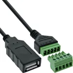 InLine 92504H juhtme&uuml;hendaja USB-A / Klemmliist, 5-kontaktiline Must, Roheline