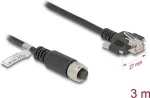 V&otilde;rgukaabel DeLOCK M12 Kaabel A-kodeeringuga 8 kontaktiga emane RJ45 pistikule Cat.5e 3 m must