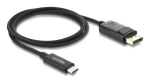 DeLOCK 81701 koaksiaalne USB-C &ndash; DisplayPort kaabel (DP Alt Mode), 4K 60 Hz, punutud &uuml;mbris, 1 m, l&auml;bim&otilde;&otilde;t 3,5 mm
