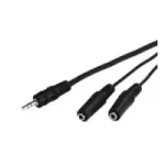 Wentronic Goobay 3,5 mm pesa-adapterkaabel, must, 0,2 m - 3,5 mm pistik (3-kontaktiline, stereo) > 2 x 3,5 mm pesa (2-kontaktiline, mono) (50465)