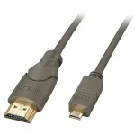 Lindy 0,5m High Speed Micro HDMI-HDMI-kaabel, 0,5 m, HDMI t&uuml;&uuml;p A (standard), HDMI t&uuml;&uuml;p D (mikro), 3D, 10,2 Gbit/s, must