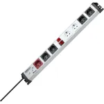 Heinrich Kopp POWERversal toiteplokk 7 AC-pistikupesaga, t&uuml;&uuml;p F, IP20, 3600 W, must/hall/punane/valge, 1,4 m kaabel