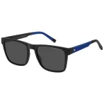 TOMMY HILFIGER TH-2144-S-D51 Meeste ristk&uuml;likukujulised p&auml;ikeseprillid - Must atsetaatraam, hall pol&uuml;karbonaat l&auml;&auml;ts, 55/19/145 mm