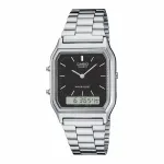 CASIO AQ-230A-1D Unisex Analoog-Digitaalne Kell, 38,8mm, H&otilde;bedane Roostevabast Terasest Rihm, Must Siht