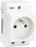 VCX GN TH DIN-siini pistikupesa maanduskontaktiga 230V 16A Schuko t&uuml;&uuml;p F