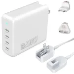 Siseruumide vahelduvvoolu kiirlaadija 4smarts 545200 &mdash; 200 W, 4&times; USB-C, 100&ndash;240 V, 1,5 m kaabel, valge