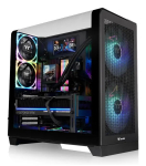 Thermaltake View 390 Air midi tower arvutikorpus, ATX, ARGB, karastatud klaas, PS2 toiteplokk, 3,5-tolline HDD, 2,5-tolline SSD, esiventilaatorid kuni 200 mm, must