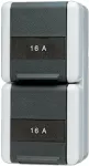 Paigalduskarp JUNG 822 NAW &mdash; t&uuml;&uuml;p F, m&otilde;&otilde;dud 75&times;151&times;58 mm, v&auml;rvid Must/L&auml;bipaistev/Valge