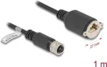V&otilde;rgukaabel DeLOCK M12 D-kodeeritud 4 kontaktiga emane - RJ45 pistikupesa Cat5e 1m must