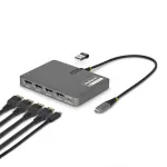 StarTech.com USB-C nelja monitoriga t&ouml;&ouml;jaama adapter, 4K 60 Hz DisplayPort, 140 W PD l&auml;bilaadimine s&uuml;learvuti laadimiseks, USB-port juhtmevaba klaviatuuri/hiire jaoks, TAA