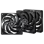 ARCTIC P12 Slim PWM PST 120 mm korpuse ventilaator, 3 tk, must