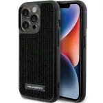Karl Lagerfeld KLHCP15LHDSPLK k&otilde;va &uuml;mbris iPhone 15 Pro 6.1 inch musta rhinestone logo ja metallplaadiga