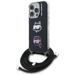 KARL LAGERFELD IML Crossbody Case with Karl & Choupette Head for Apple iPhone 16 Pro Max, Black
