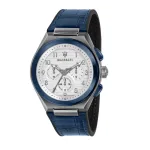 MASERATI meeste Potenza kvartskell R8871639001 43mm sinise numbrilaua ja nahkrihmaga