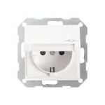 Gira System 55 Schuko pistikupesa klapiga, puhas valge siidmatt 045427