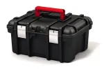 KETER DIY t&ouml;&ouml;riistakast Power Tool Box 16, 41,9 x 32,7 x 20,5 cm, must punaste aktsentidega, virnastatav, metallist lukud, eemaldatav salv