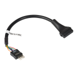 Akyga AK-CA-75 sisemine USB 2.0 9-pin (M) - USB 3.0 19-pin (F) p&auml;iseadapterkaabel, 20 cm, must