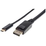 Manhattan USB-C kuni DisplayPort kaabel, 4K@60 Hz, 2 m, isane-isasele, must, ei ole kahesuunaline, kolmeaastane garantii, samav&auml;&auml;rne mudeliga CDP2DP2MBD
