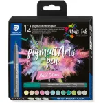 Brush Pen Staedtler Pigment Arts Pastelv&auml;rvides 12 tk