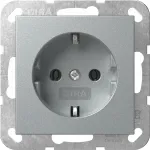 Gira SCHUKO pistikupesa s&uuml;steem 55 F alumiinium mudel 418826 &mdash; s&uuml;vistatav kaitsemaanduskontaktiga pistikupesa, &uuml;hildub System 55 raamidega