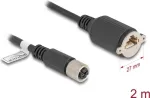 V&otilde;rgukaabel DeLOCK M12 kaabel X-kodeeringuga 8-kontaktiline emane RJ45 pistikupesale Cat.6A 2 m must