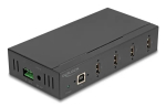 DELOCK liidesejaotur USB 2.0 Type-B kuni 4&times; USB 2.0 Type-A (480 Mbit/s), must, metallkorpus, alalisvoolutoitega