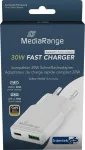 Laadija MediaRange MRMA125 30 W 2 pordiga (1x USB-A, 1x USB-C, GaN) valge