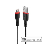 Lindy 1m tugevdatud USB Type A &ndash; Lightning kaabel, 1 m, Lightning, USB A, isane, isane, must
