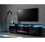 TV-kapp Cama Meble EVA elektrikaminaga 180x40x52 cm, must/l&auml;ikiv must